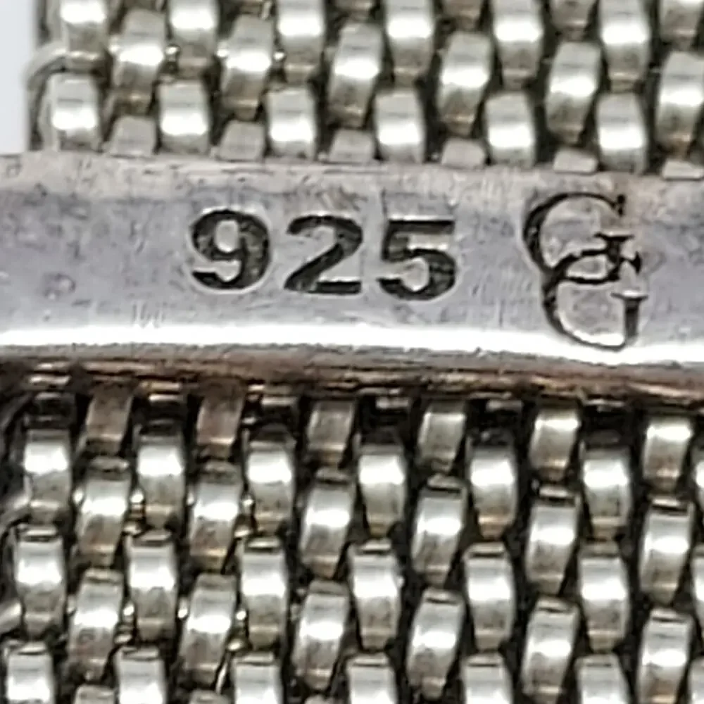 Aura TJM 925 Sterling Swarovski Marcasite Stretch Mesh Bracelet GG 6-7.5 2010